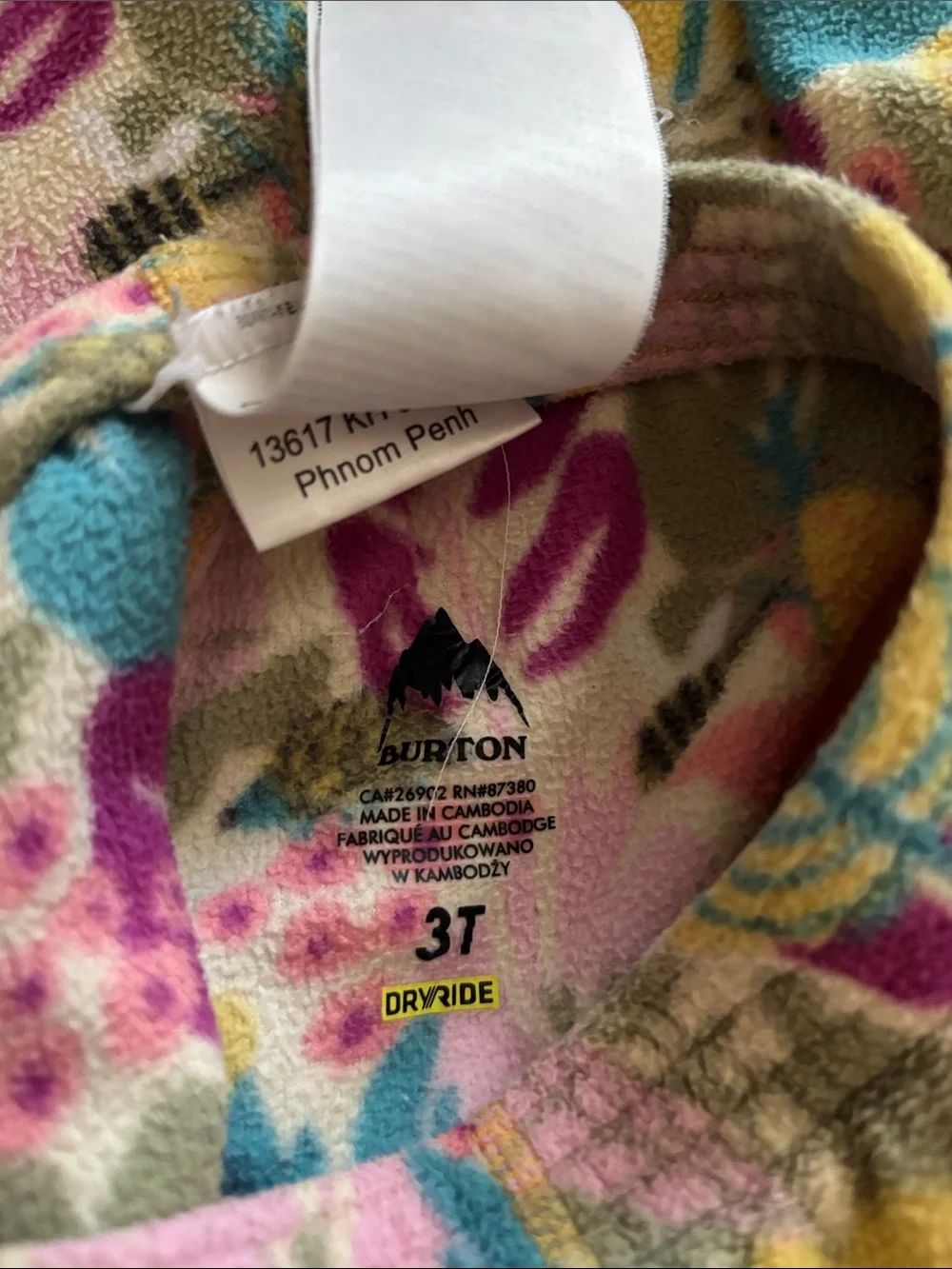 Burton Kids Floral Fleece Set in Pink, Yellow, Teal, Purple